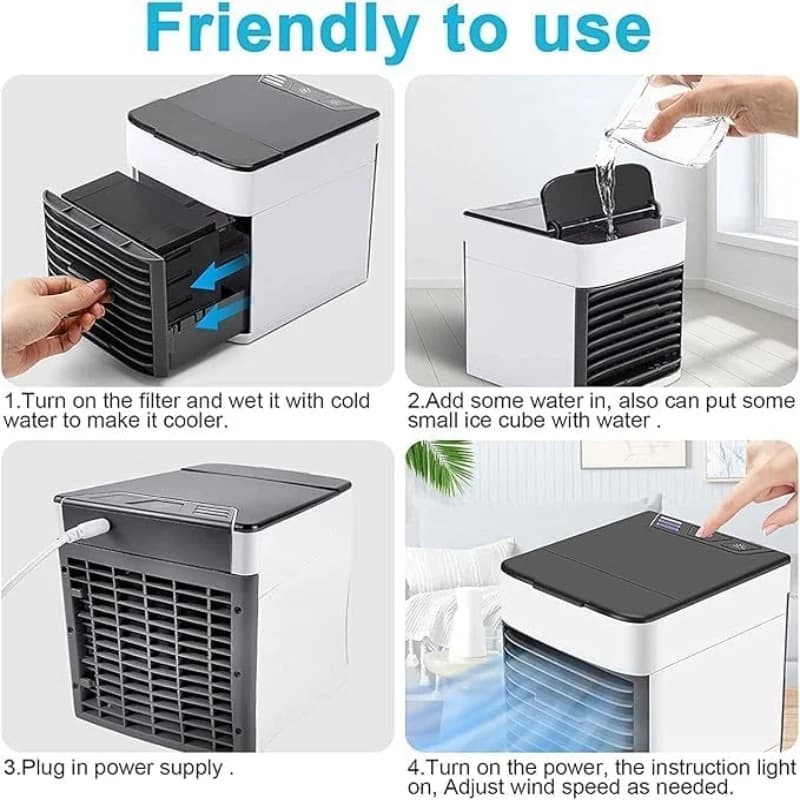 USB Air Cooler LED Night Light 3 Speed Desktop Fan 500ml Water Tank — image 6