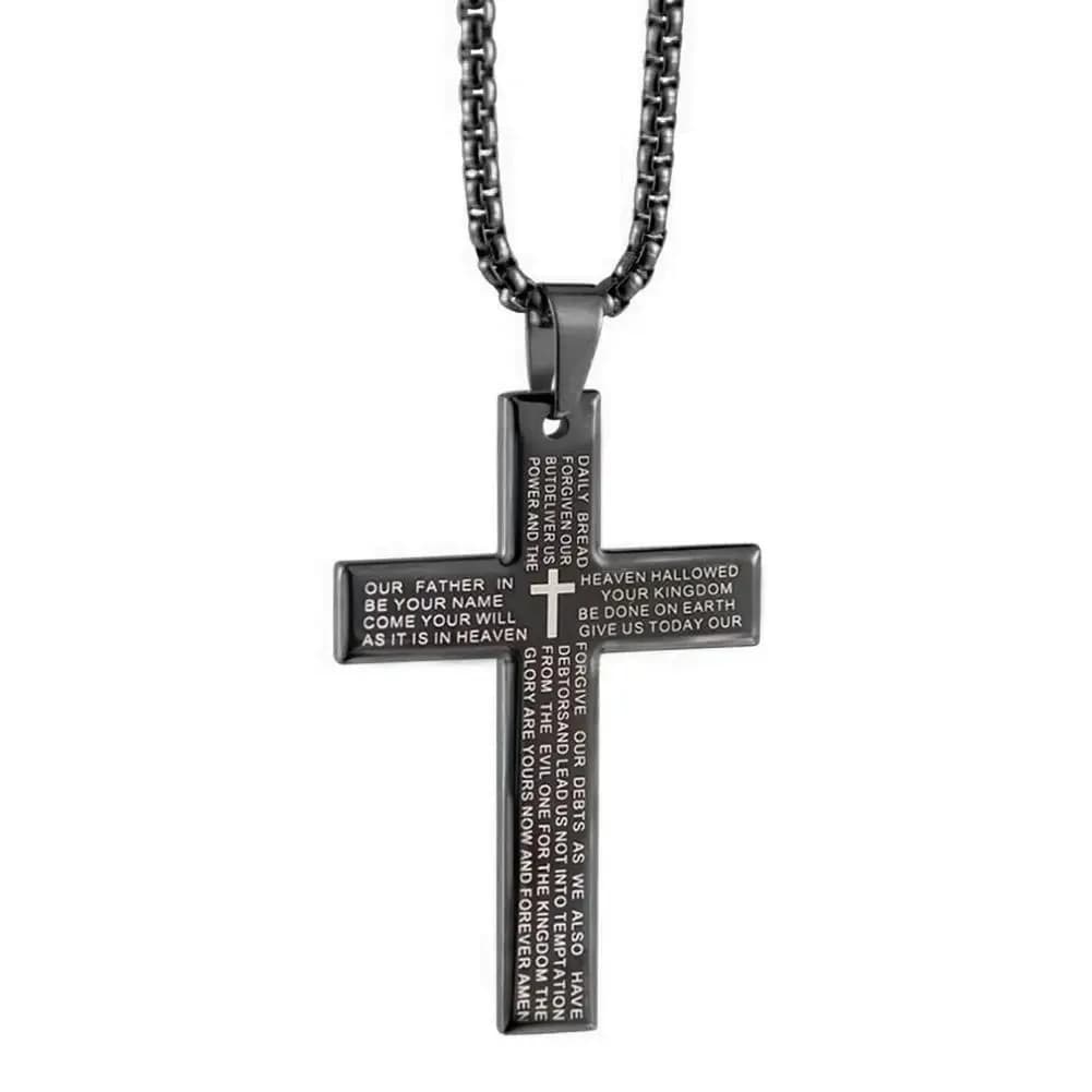 Jesus Cross Pendant Necklace Stainless Steel Hip Hop Religious Bible Men's Jewellery — image 7