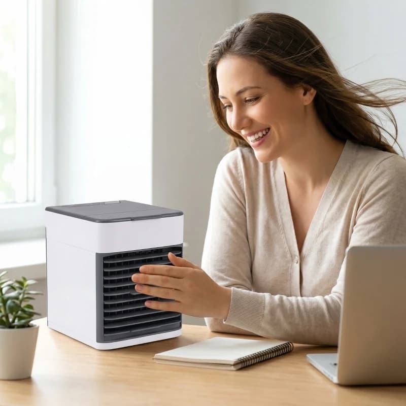 USB Air Cooler LED Night Light 3 Speed Desktop Fan 500ml Water Tank — image 3
