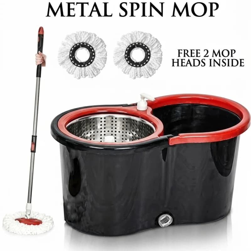 Heavy Duty Spin Mop Cleaning Bucket Set 4 Wheels Fast Drying Floor — image 7