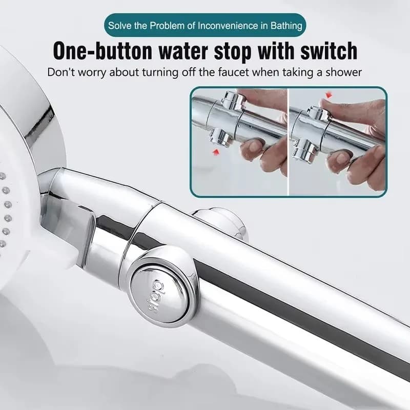 High Pressure Shower Head Set 5 Modes Water Saving with One-Touch Stop — image 4