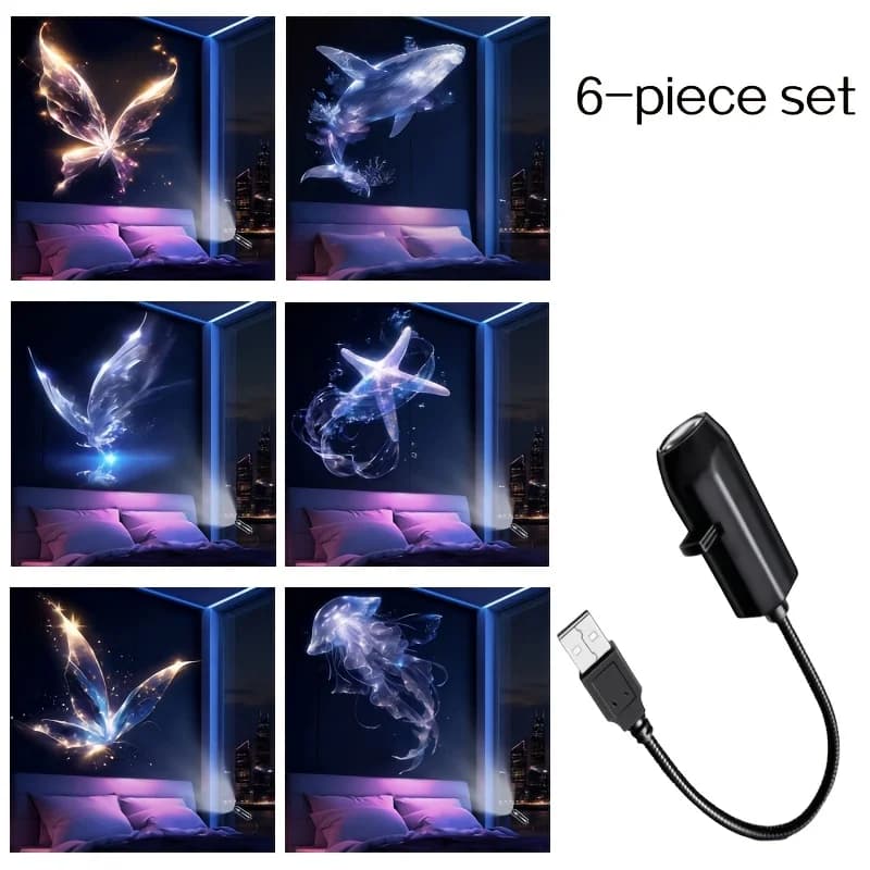 LED USB Projector Light 3/6pcs Patterns Whale Butterfly Jellyfish New Projection — image 5