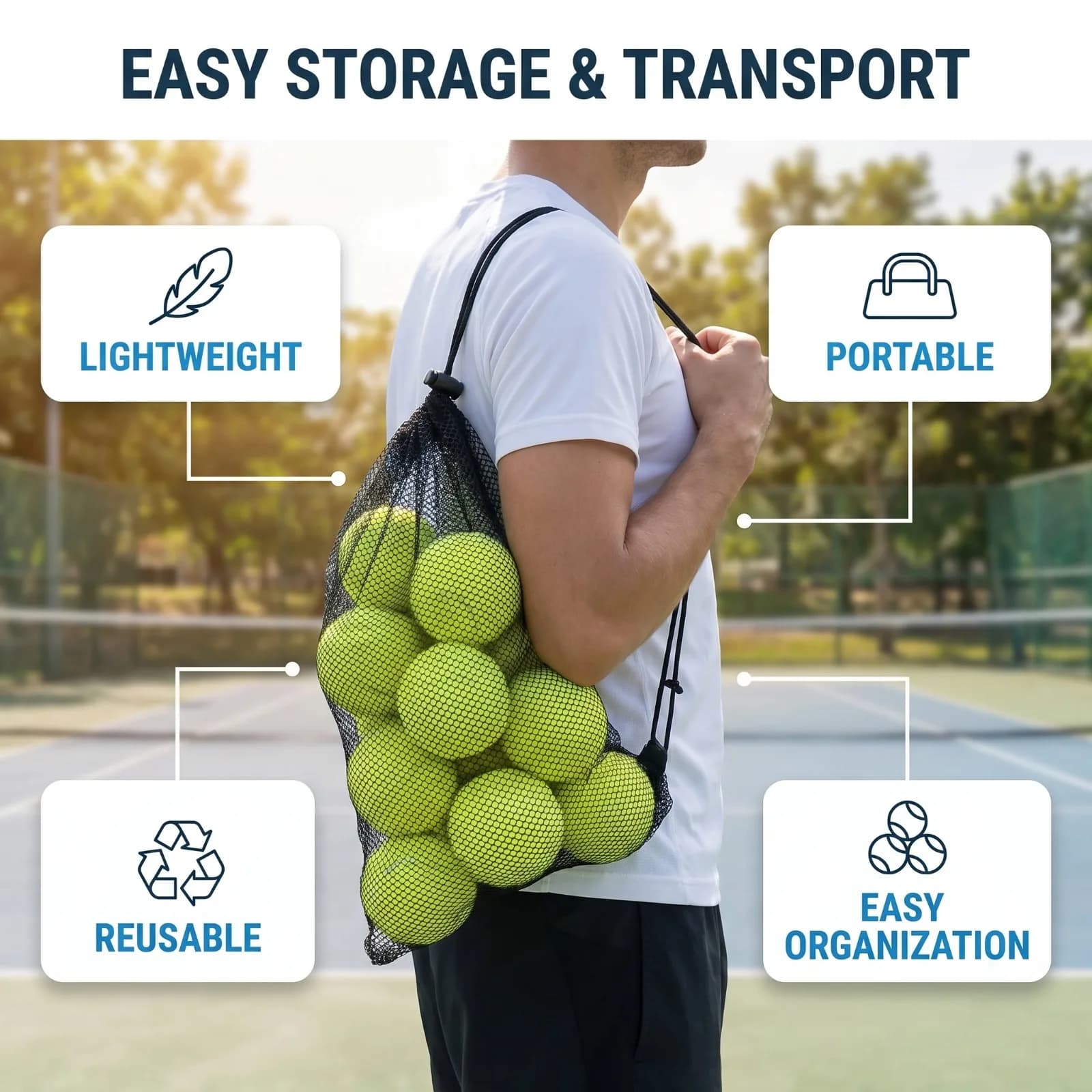 12 Pack High Bounce Tennis Balls with Mesh Carry Bag Multi Purpose Sports UK — image 6