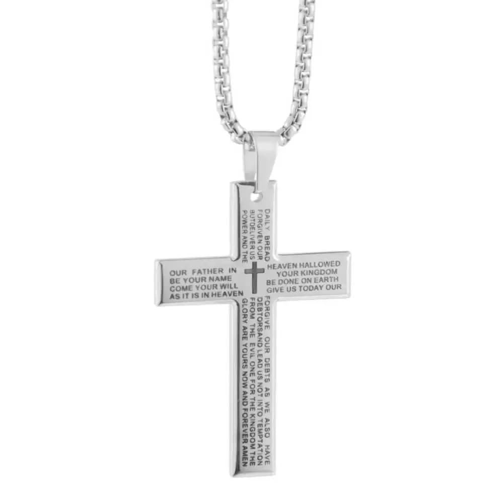 Jesus Cross Pendant Necklace Stainless Steel Hip Hop Religious Bible Men's Jewellery — image 8