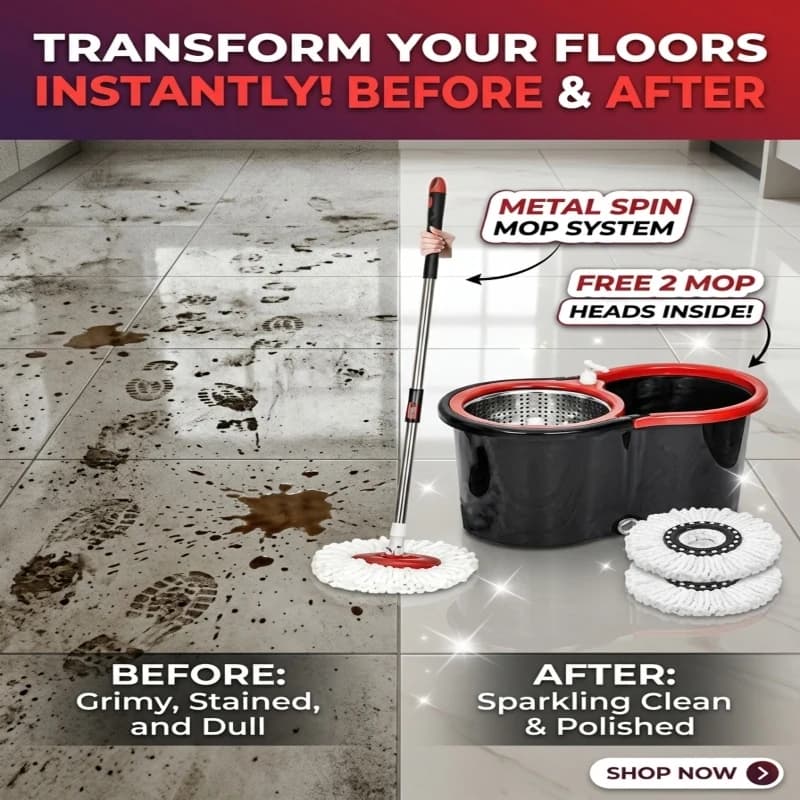 Heavy Duty Spin Mop Cleaning Bucket Set 4 Wheels Fast Drying Floor — image 5