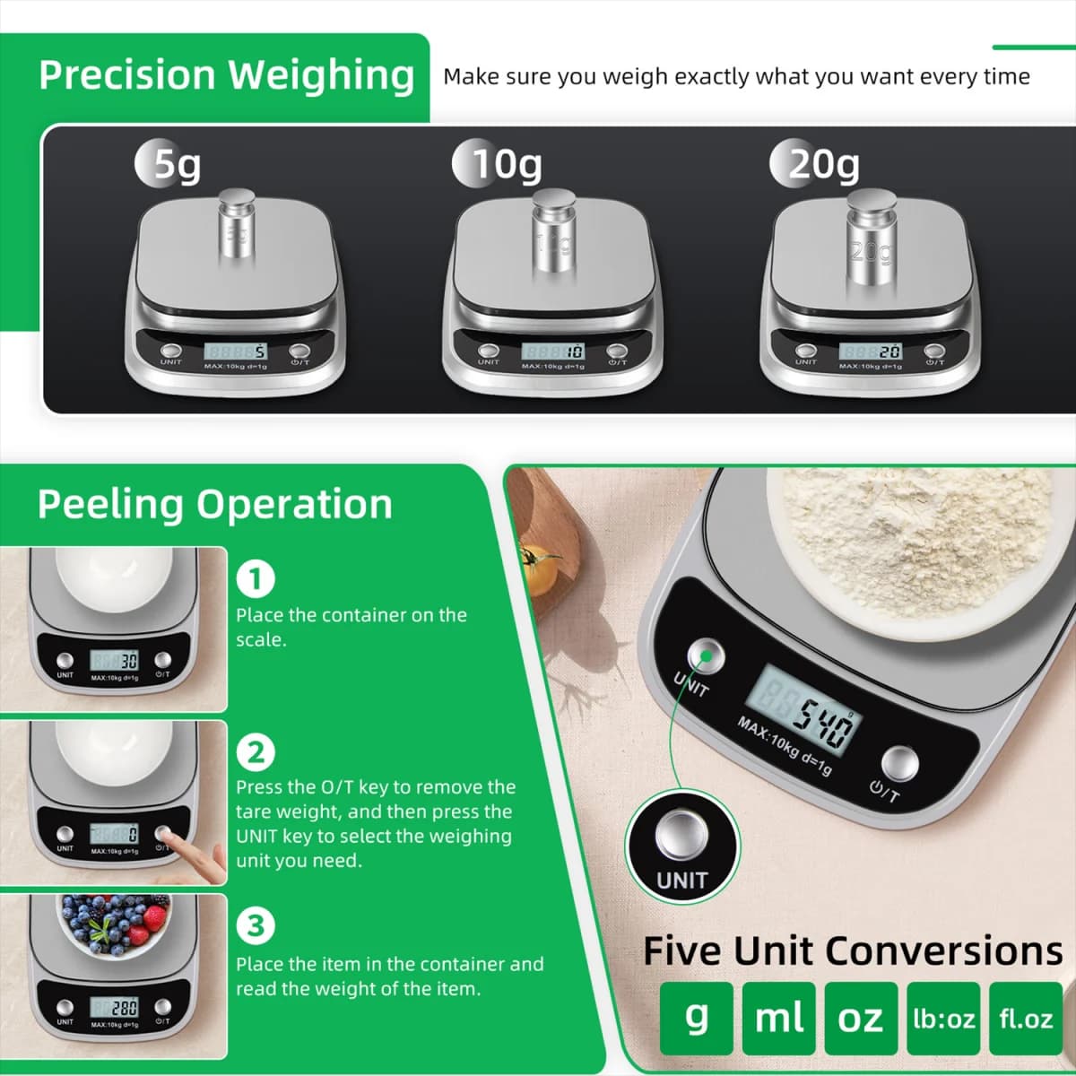 Digital Kitchen Scale with Tare Function LCD Electronic Food Baking Scale — image 5