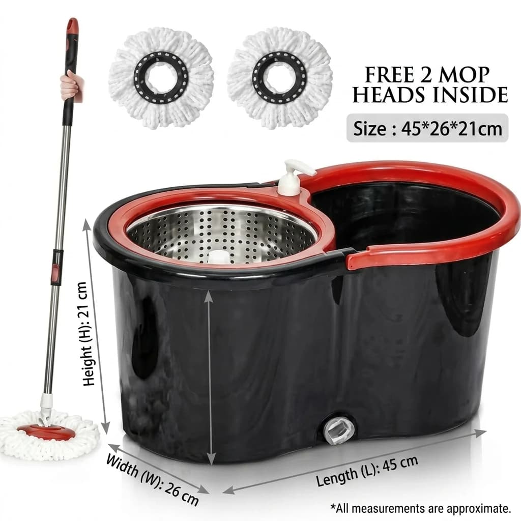 Heavy Duty Spin Mop Cleaning Bucket Set 4 Wheels Fast Drying Floor — image 2