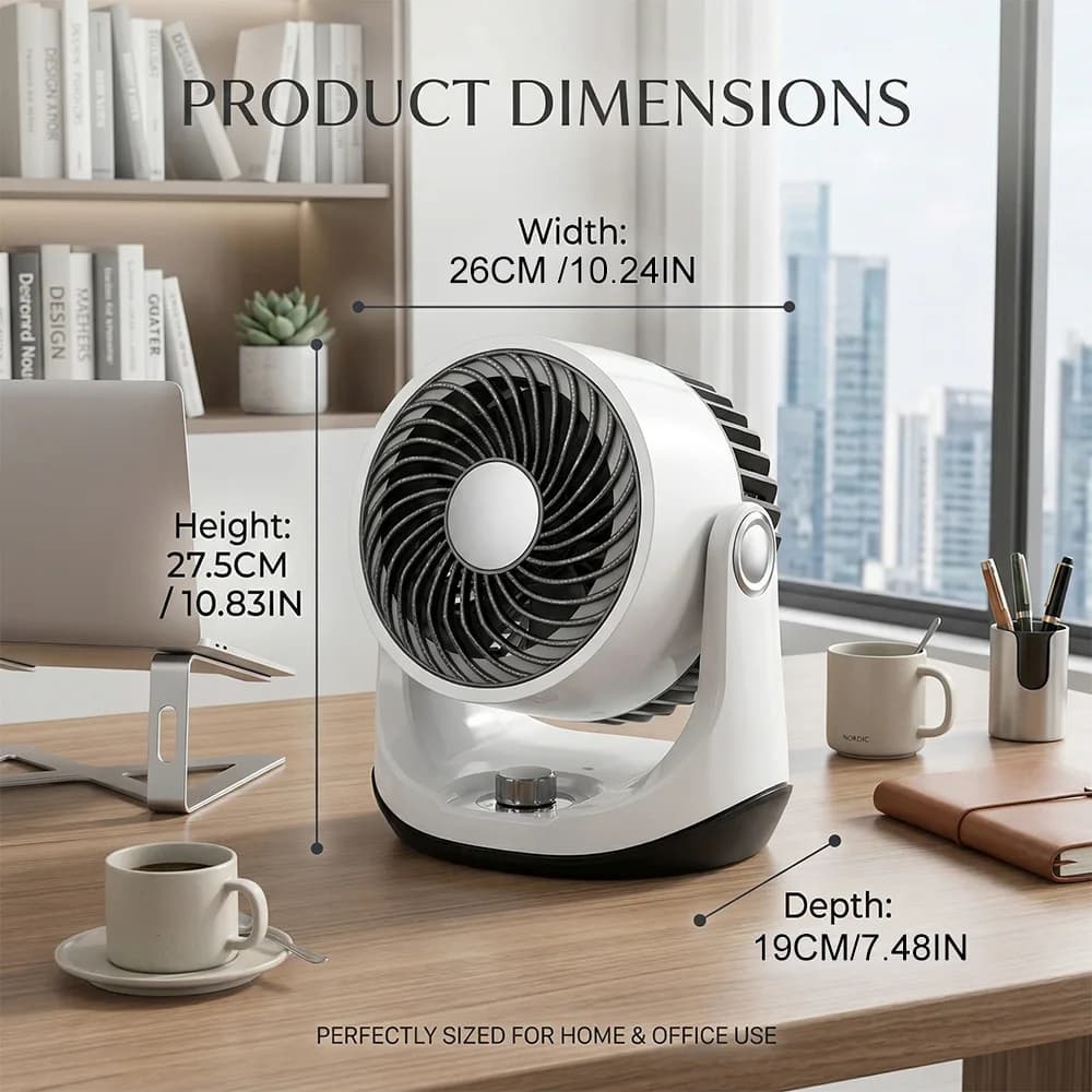 Desktop Air Circulator Fan 180° Oscillating Ultra Quiet 3 Speed Small Table — image 2