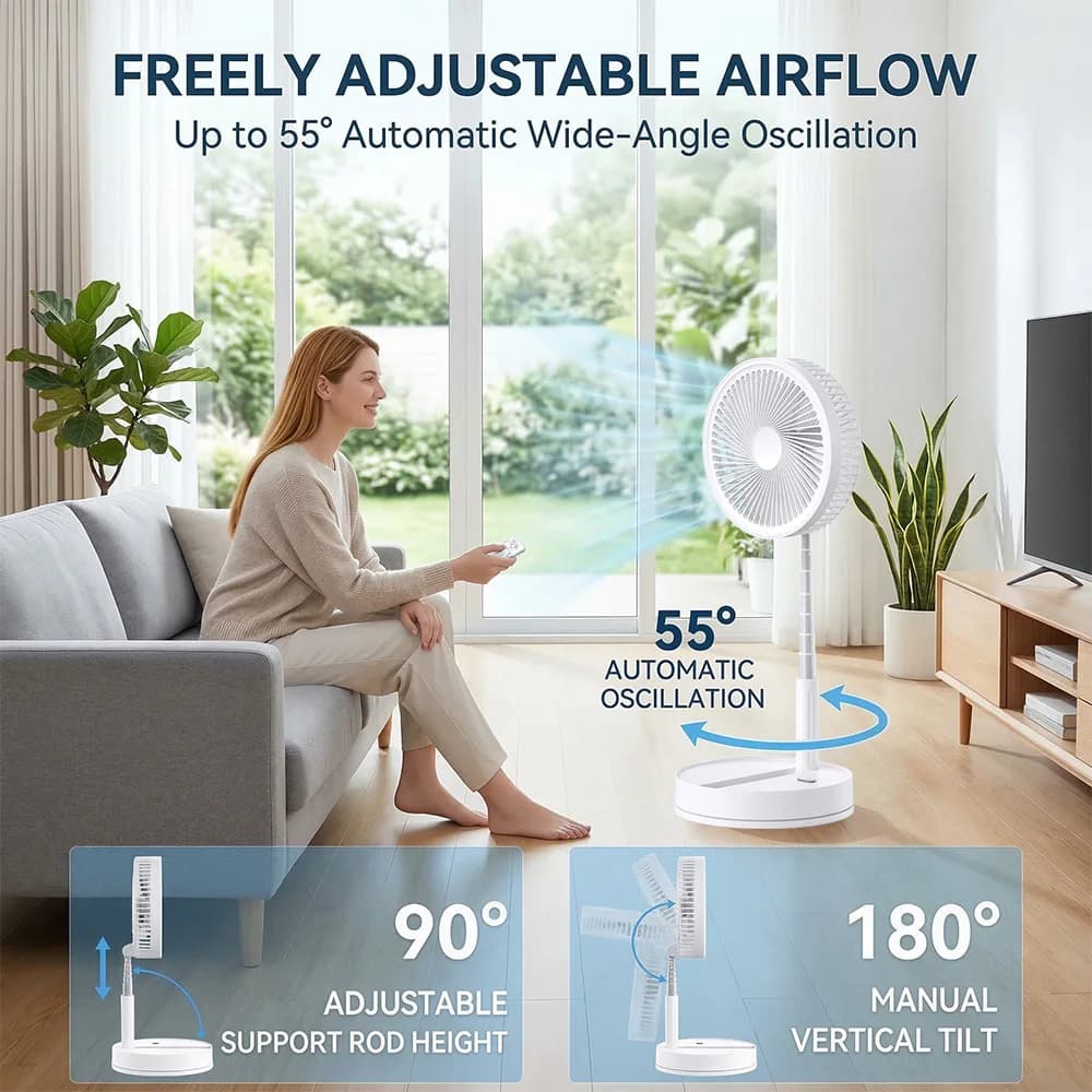 Portable Telescopic Fan Foldable Table Fan USB Rechargeable 8000mAh — image 4