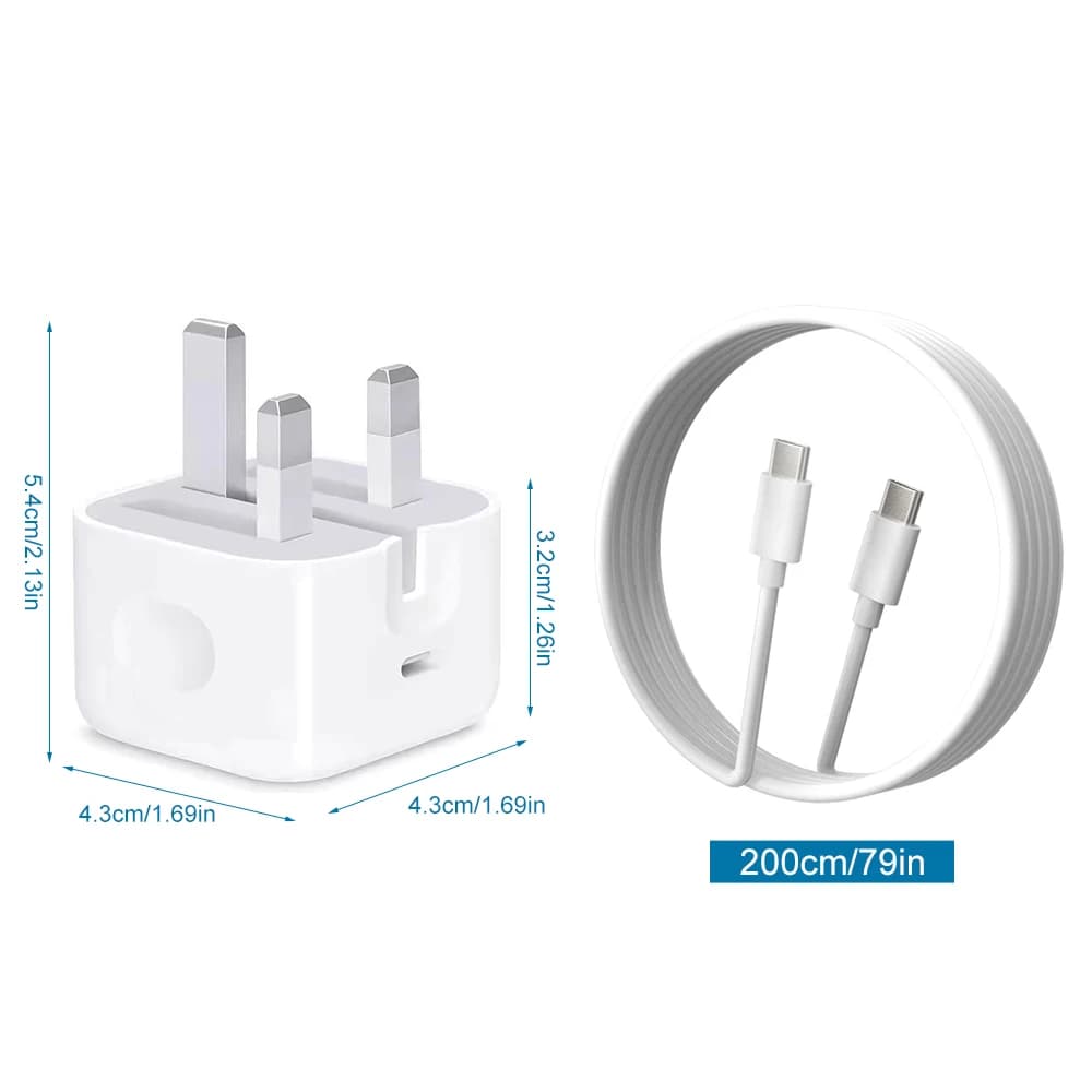 Type-C Fast Charger Cable PD 20W Foldable UK Adapter Dual Port — image 4