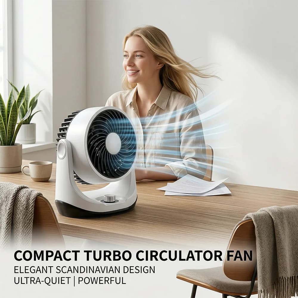 Desktop Air Circulator Fan 180° Oscillating Ultra Quiet 3 Speed Small Table — image 7