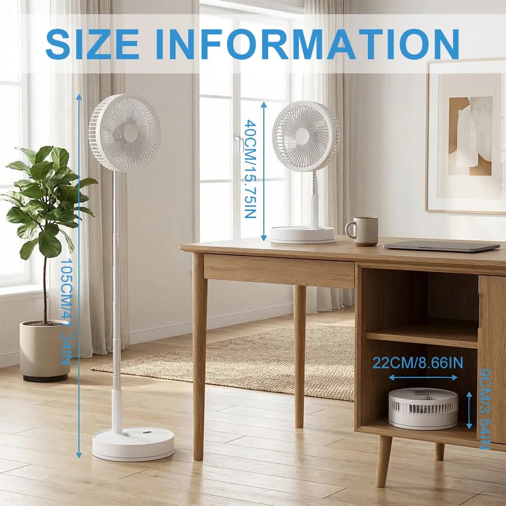 Portable Telescopic Fan Foldable Table Fan USB Rechargeable 8000mAh — image 2
