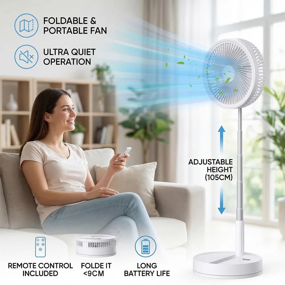 Portable Telescopic Fan Foldable Table Fan USB Rechargeable 8000mAh