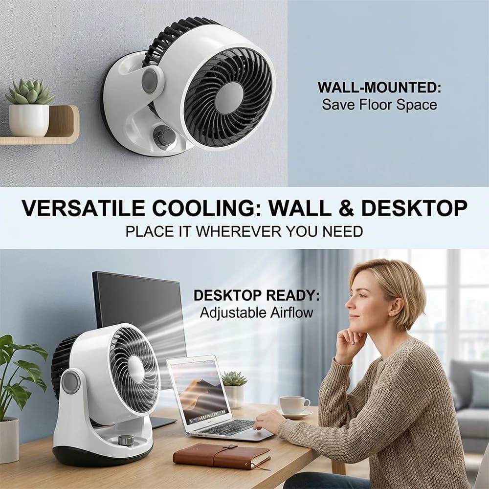 Desktop Air Circulator Fan 180° Oscillating Ultra Quiet 3 Speed Small Table — image 6