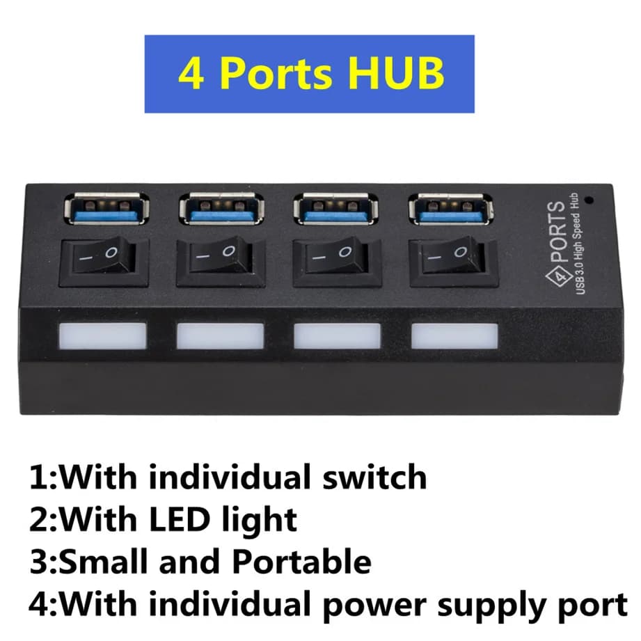 4 Port USB 3.0 Hub 5Gbps Super Speed Portable Mini Splitter — image 2