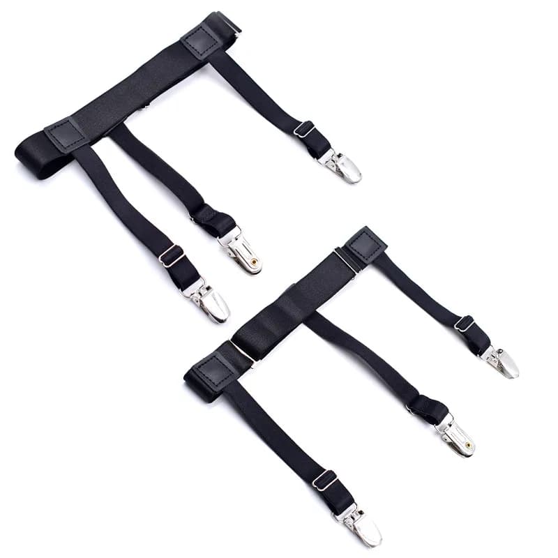 Men's Shirt Stays Adjustable Elastic Garters Non-Slip Clamps Military Police Style — image 7