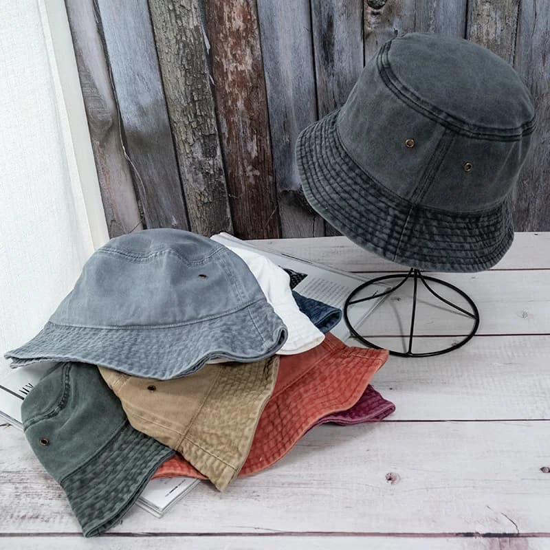 Unisex Washed Denim Bucket Hat Panama Fisherman Cap Summer Casual Fashion UK — image 4