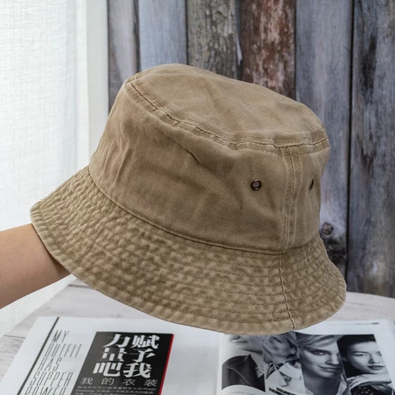 Unisex Washed Denim Bucket Hat Panama Fisherman Cap Summer Casual Fashion UK — image 7
