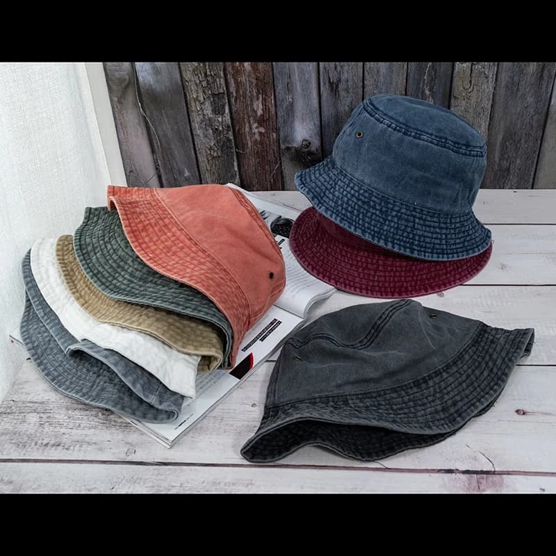 Unisex Washed Denim Bucket Hat Panama Fisherman Cap Summer Casual Fashion UK — image 3