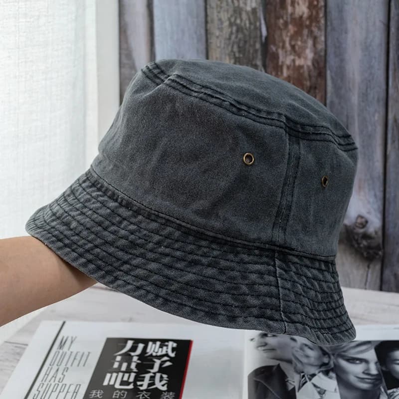Unisex Washed Denim Bucket Hat Panama Fisherman Cap Summer Casual Fashion UK — image 5