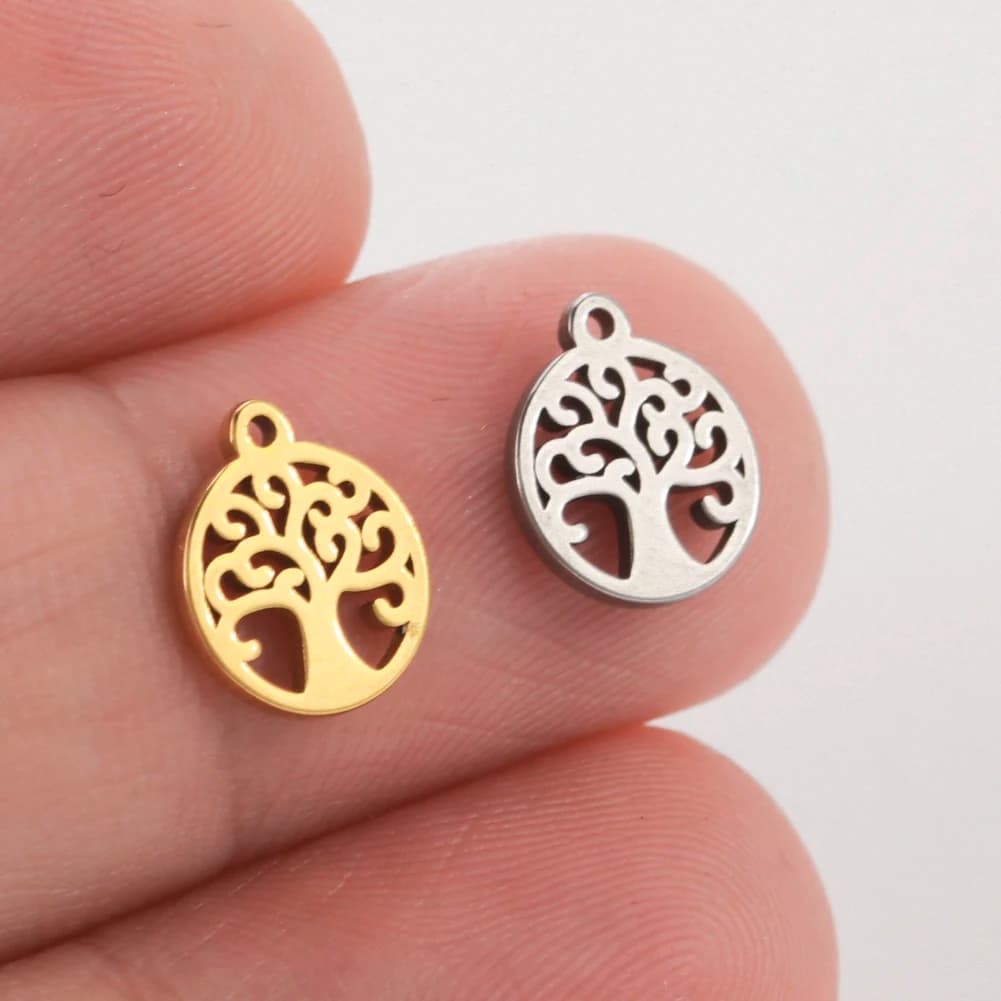5 Pcs Stainless Steel Tree of Life Charms DIY Jewellery Making Moon Cross Pendants — image 17