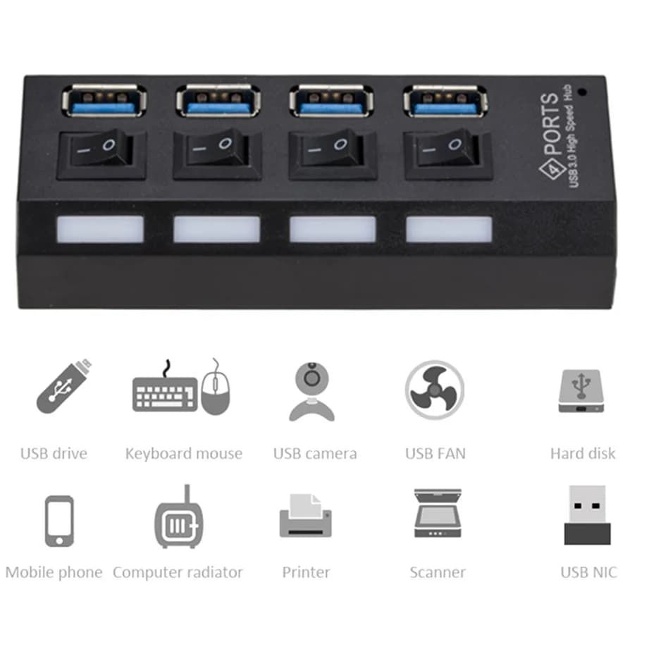 4 Port USB 3.0 Hub 5Gbps Super Speed Portable Mini Splitter — image 3