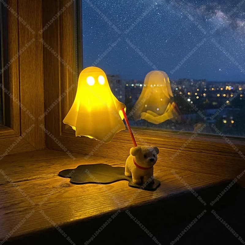 Cute Ghost LED Night Light with Dog Figure Spooky Desk Lamp Halloween Decor — image 3