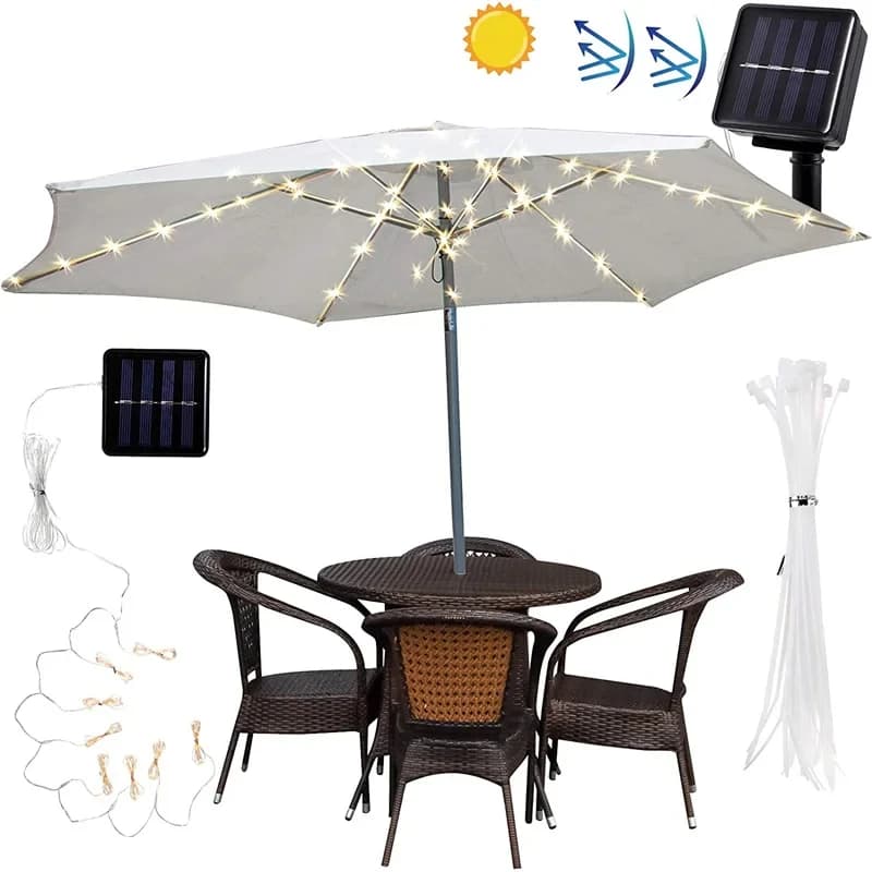LED String Lights Patio Umbrella 8 Mode Remote Control Solar New Lighting with U — image 8