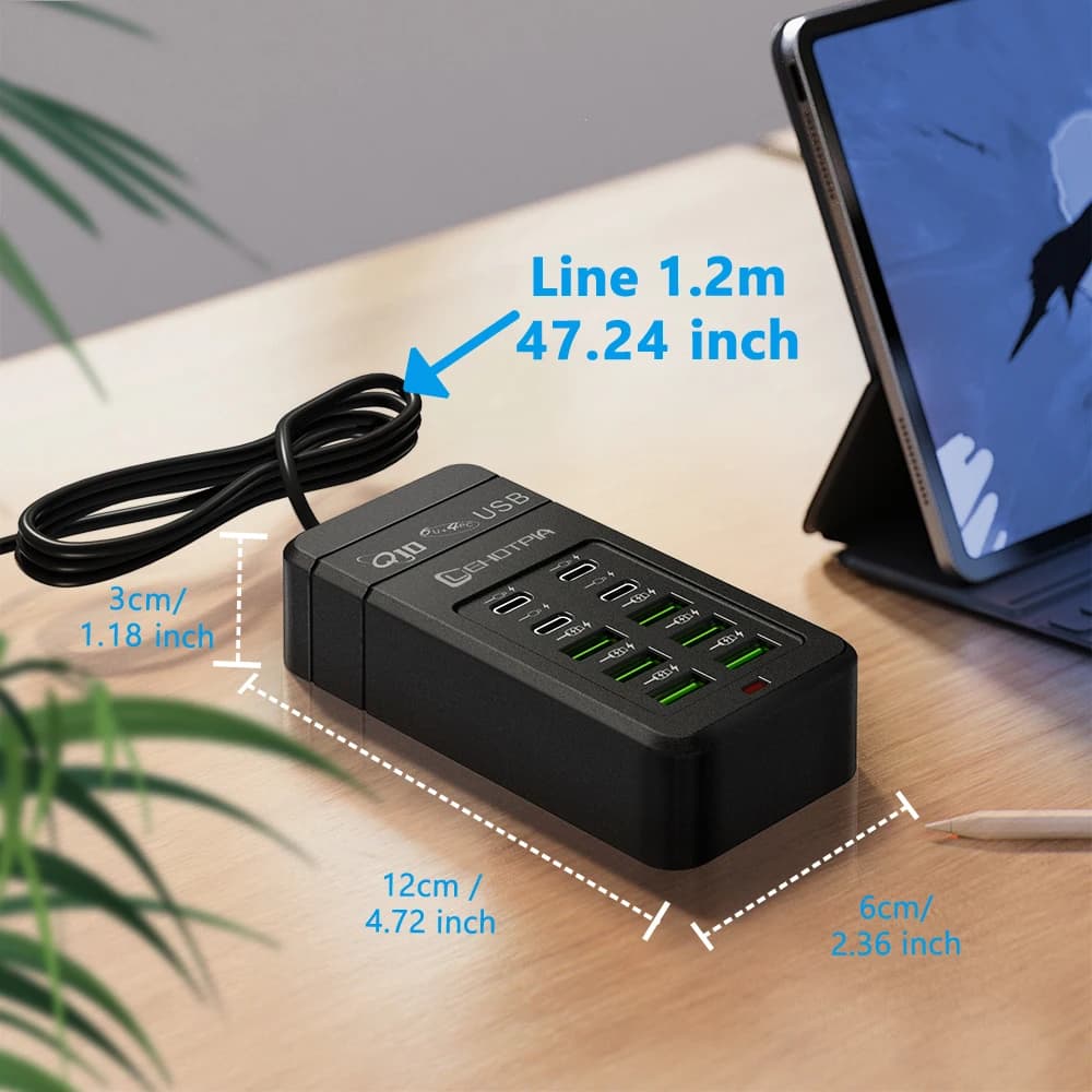 USB Charger Power Strip 6 USB-A 4 USB-C Ports with 1.2m Extension Cord — image 4
