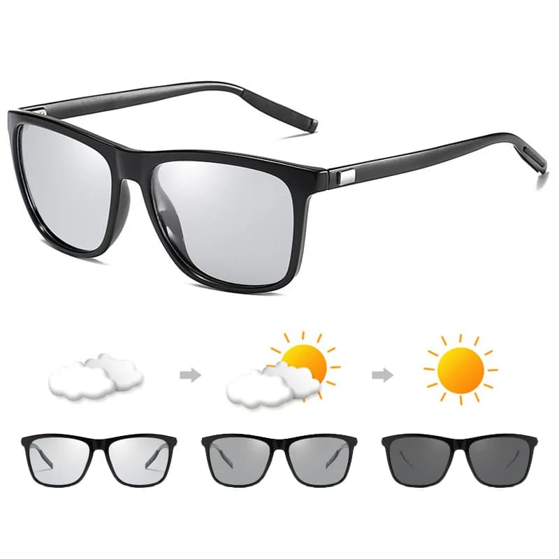 Photochromic Transition Glasses for Men & Women, Black Square Frame Sunglasses — image 3