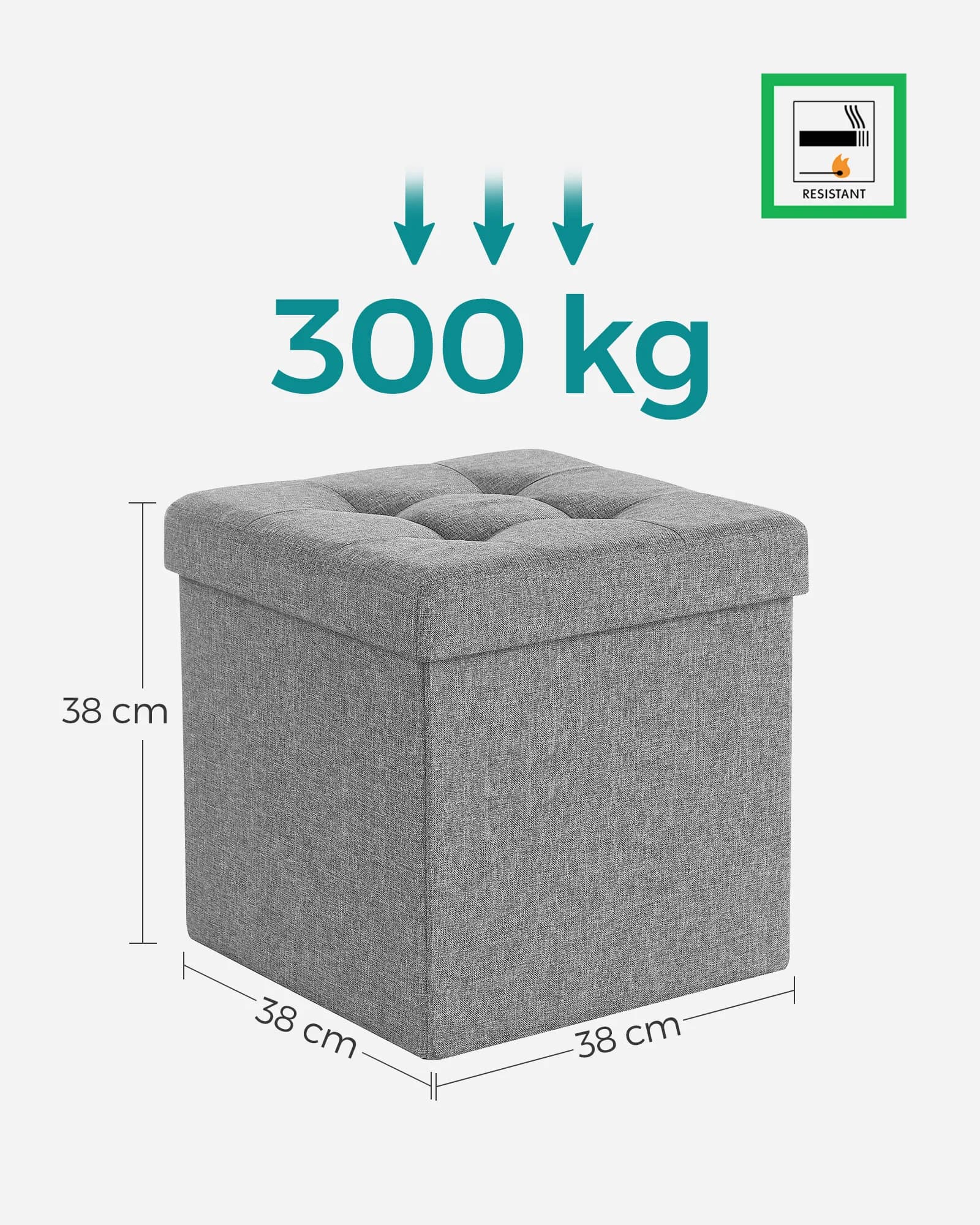 Storage Ottoman Padded Foldable Bench Chest Lid 40L Capacity 300kg SONGMICS with — image 2