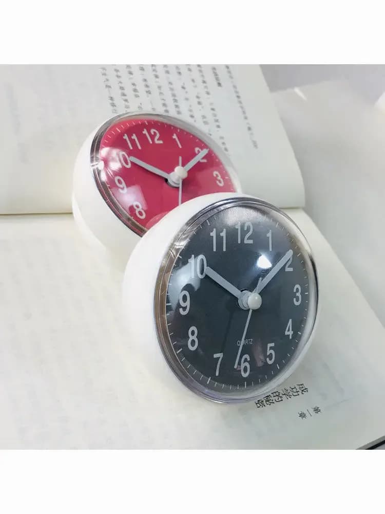 Mini Waterproof Anti-Fog Bathroom Wall Clock with Suction Cup 7cm Round Shower Clock — image 4