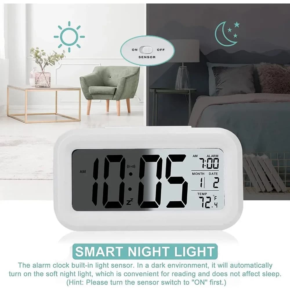 LED Digital Alarm Clock Backlight Snooze Calendar Desktop Table Electronic — image 5