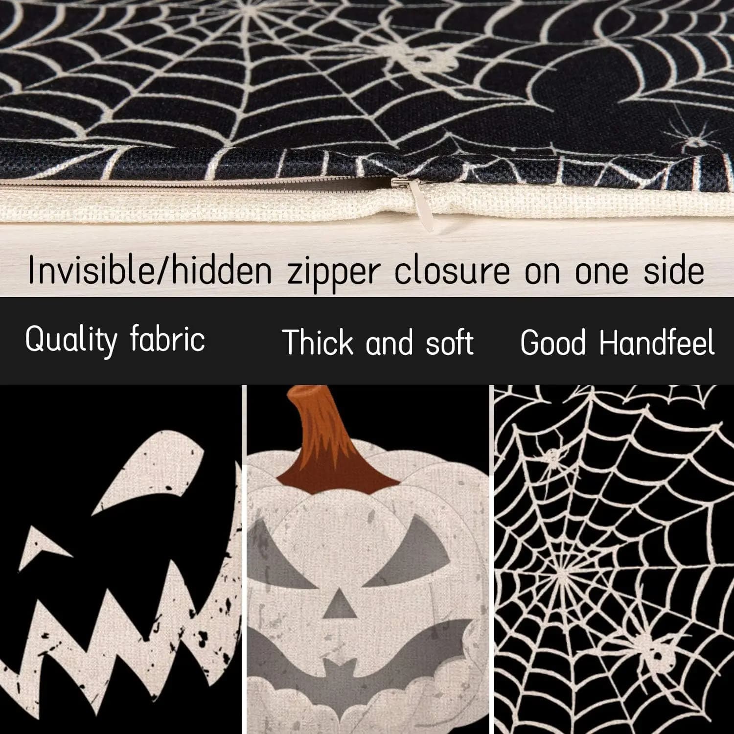 Halloween Pillow Covers 4 Pcs Vintage Distressed Pumpkin Spider Web Style UK — image 2