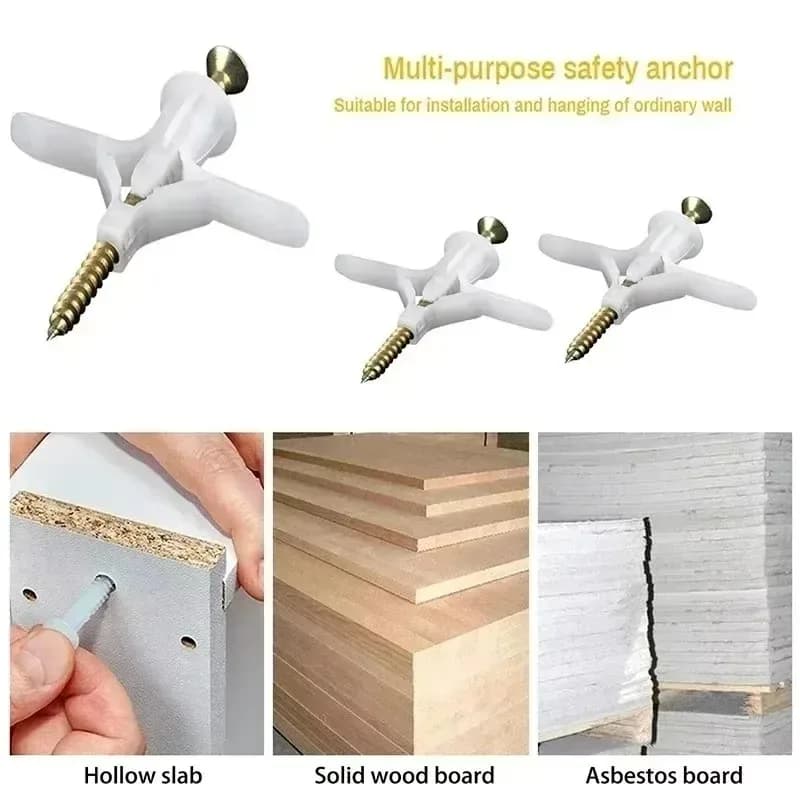 200 Pcs Drywall Anchors Expansion Plugs Self-Drilling Gypsum Board Wall Fixing UK — image 3