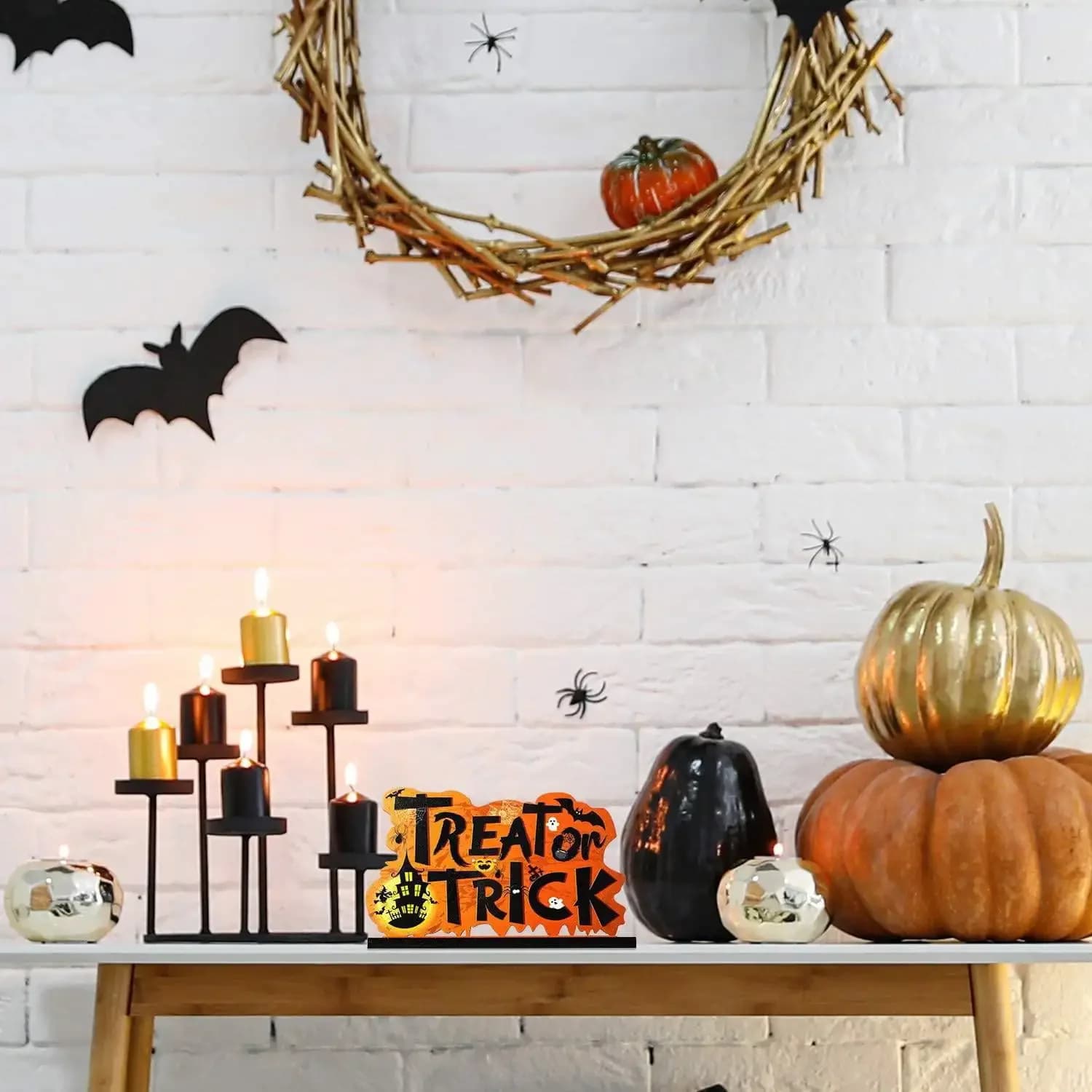 Halloween Wooden Decorations Desktop Ornaments Set Trick or Treat Party Decor UK — image 3