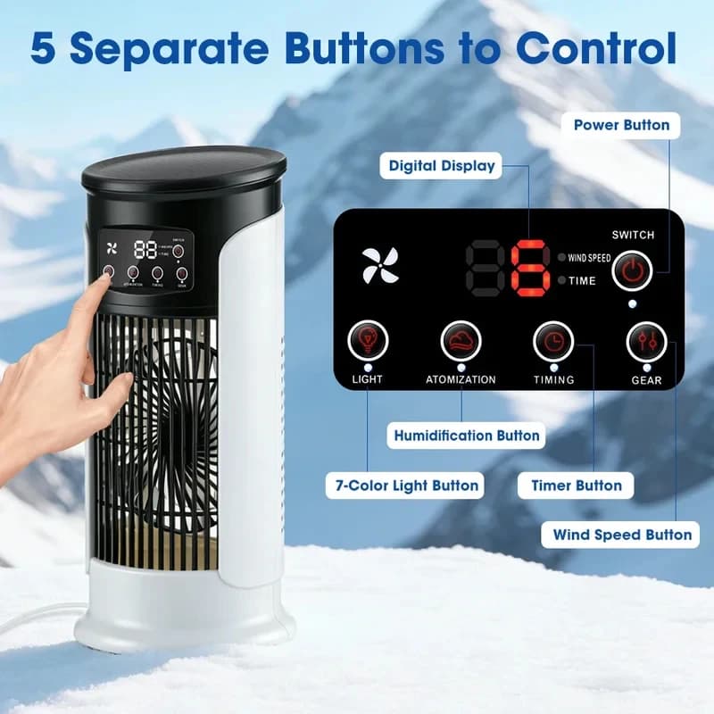USB Evaporative Air Cooler Portable Mini Air Conditioner Fan with Humidifier — image 3