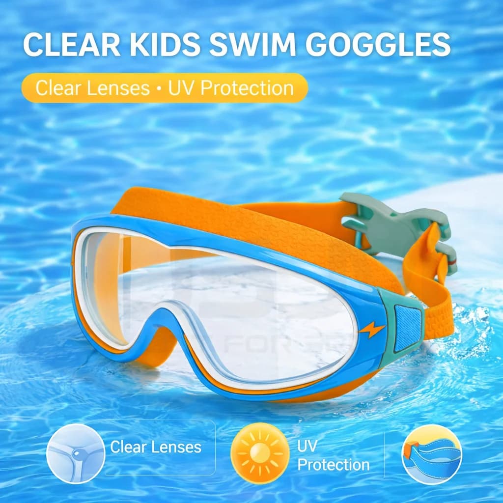 Kids Swimming Goggles Anti-Fog Wide View Big Frame for Boys Girls Ages 3-15 — image 8