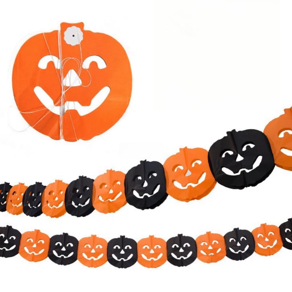 Halloween Paper Banner Spider Pumpkin Ghost Bat Paper Chain Garland Decoration — image 4