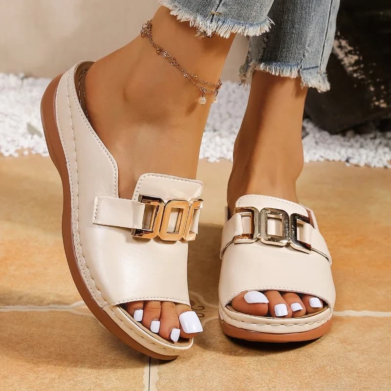 Women's Platform Slippers Metallic Open Heel Sandals Summer Beach — image 6
