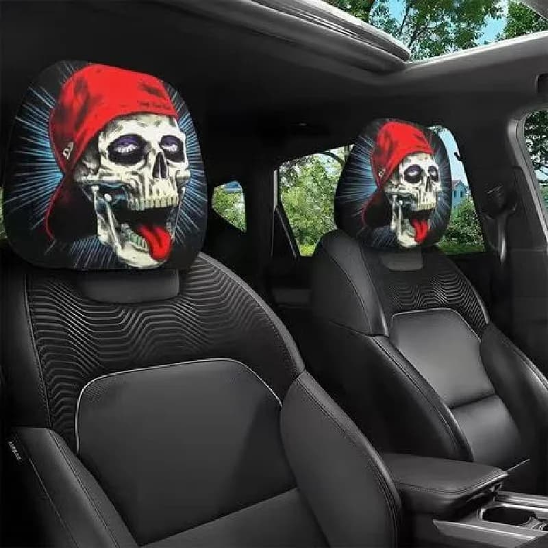 Car Headrest Covers Halloween Horror Face Print Universal Elastic 2 Pcs UK — image 7