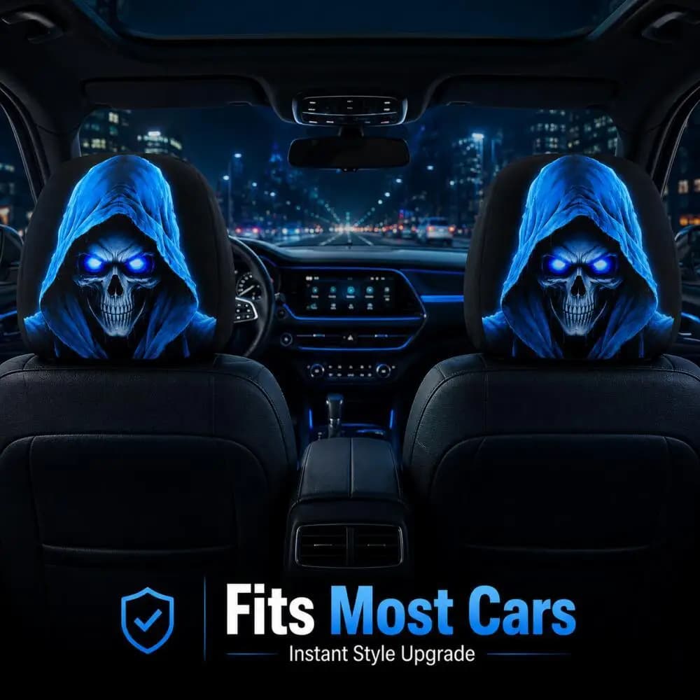 Universal Car Headrest Covers 2 Pcs Printed Protective Seat Headrest Cover Set — image 2