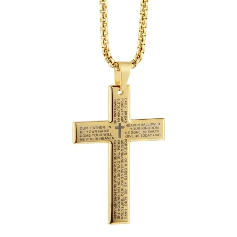 Jesus Cross Pendant Necklace Stainless Steel Hip Hop Religious Bible Men's Jewellery — image 9
