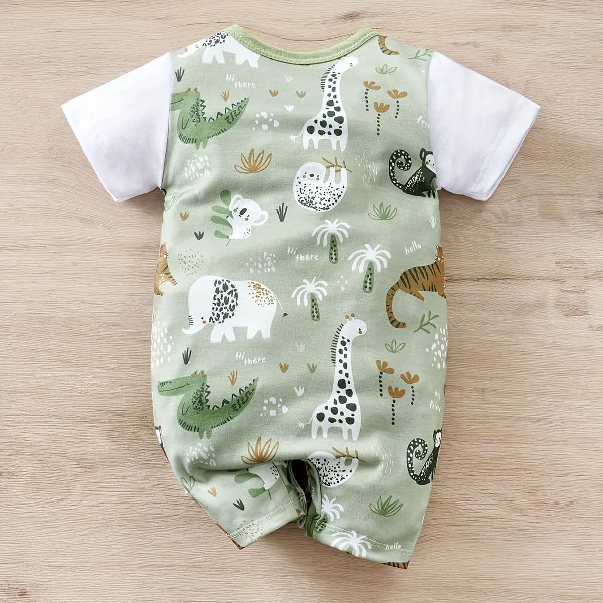Infant Zoo Animal Print Romper Baby Boy Newborn Bodysuit Short Sleeve UK — image 2