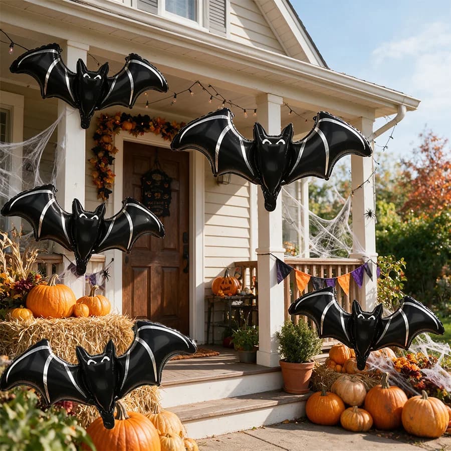 2 Pcs Black Bat Foil Balloons Halloween Party Decoration Large for Birthday — image 3