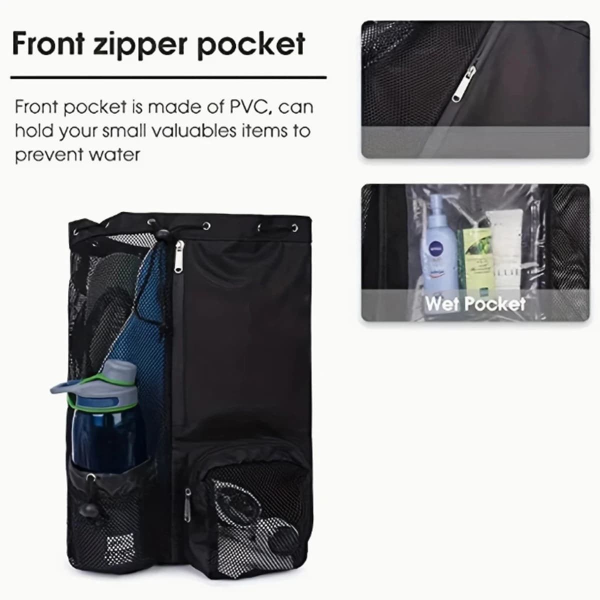 Beach Backpack Mesh Drawstring Wet Bag Swimming Gym Yoga Storage New Outdoor Set — image 2