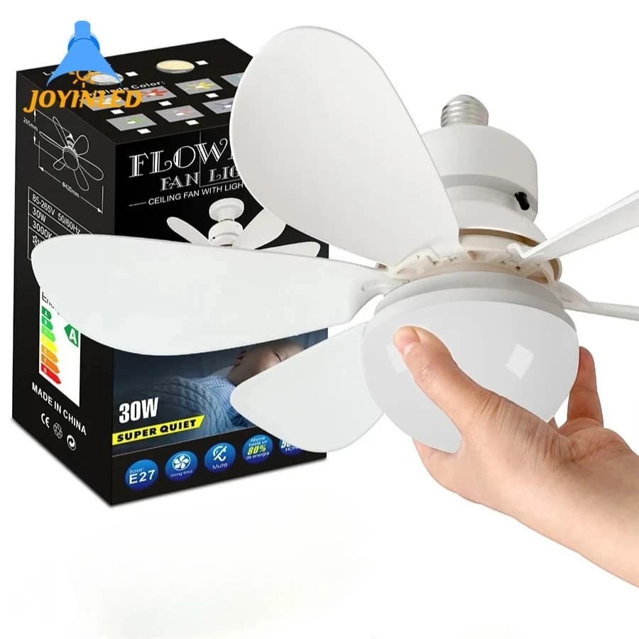 Ceiling Fan with LED Light Remote Control 30W 40W E27 Fans Lamp Base Silent