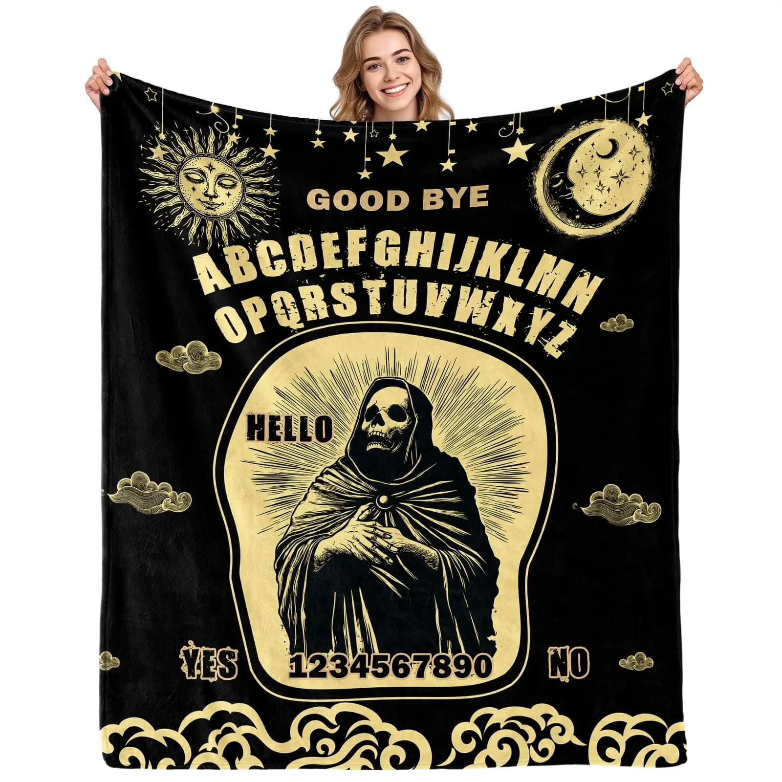 Spiderweb Pattern Throw Black White Gothic Halloween Bedding — image 8