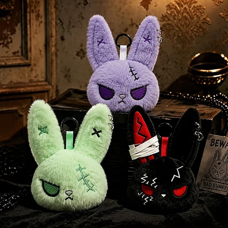 Gothic Bunny Plush Keychain Rabbit Bag Charm Horror Pendant Bandage Dark — image 9