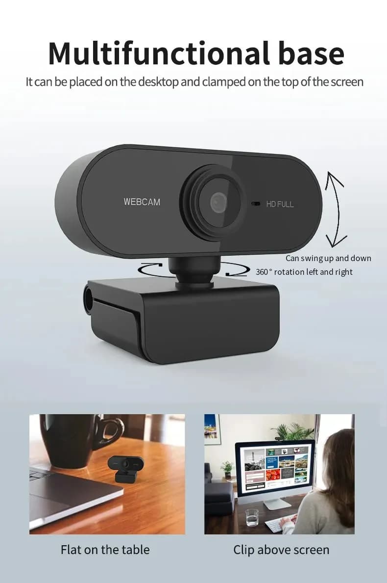 HD Webcam with Microphone USB Computer Camera for PC Video Calls Zoom Streaming — image 4
